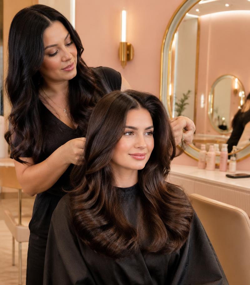 Peinado profesional en el salón de belleza
