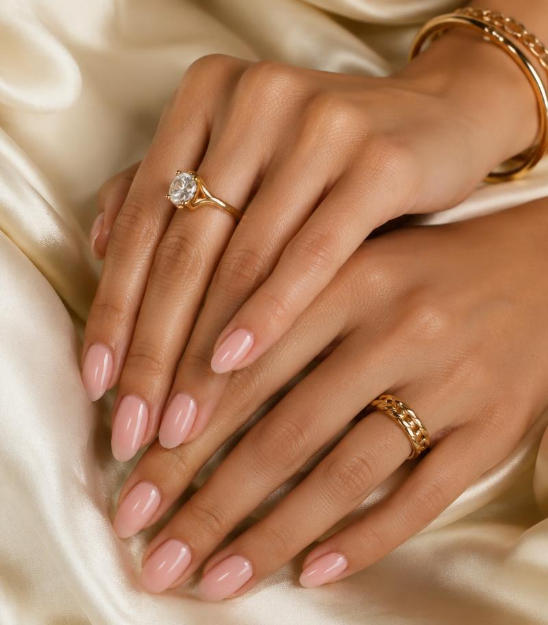 Manicure rosa palo con acabado brillante